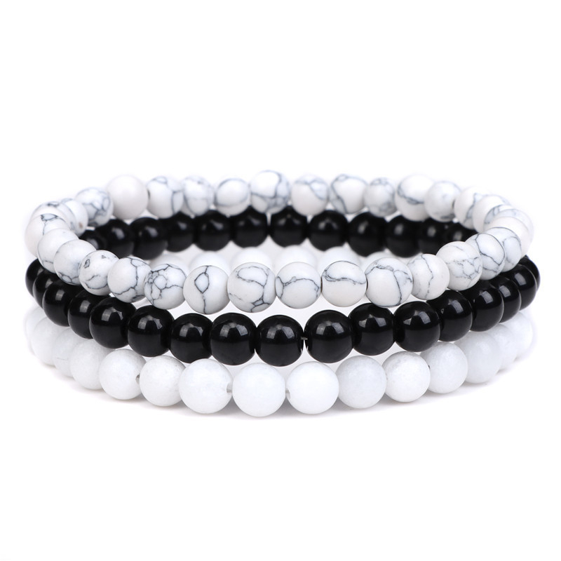 17:6mm Howlite Blackstone White porcelain