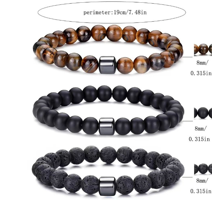 34:8mm Tiger eye Abrazine Stone Lave stone