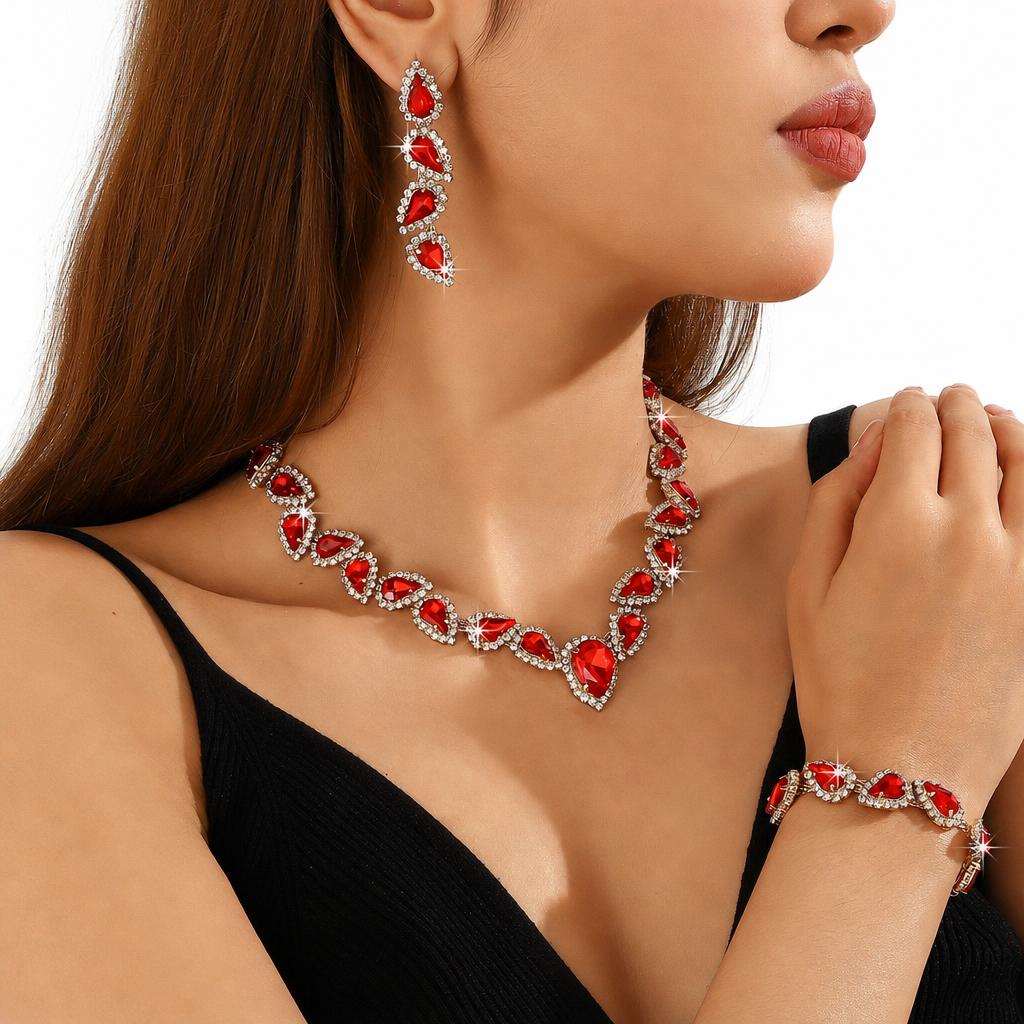 1:Jxjl21375-red crystal three-piece set