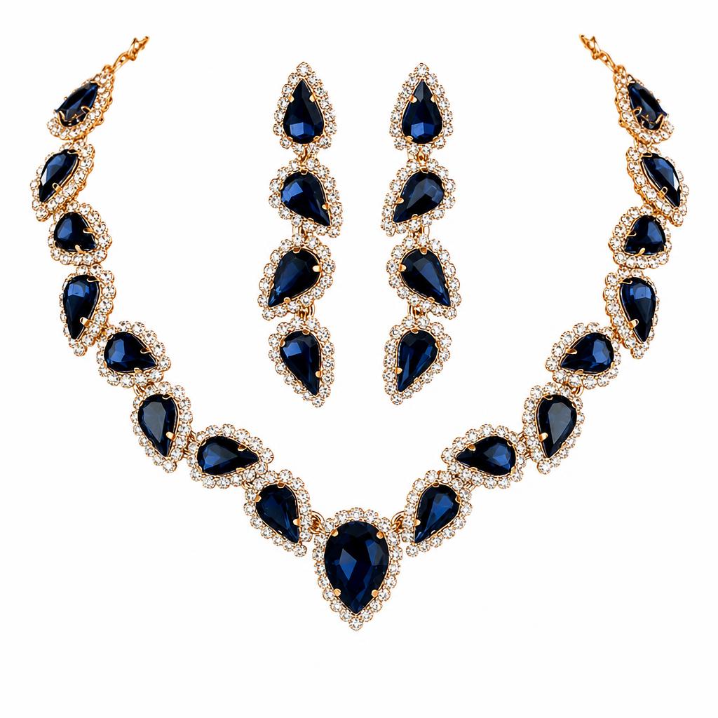 9:Jxjl21375 - sky blue crystal two-piece set