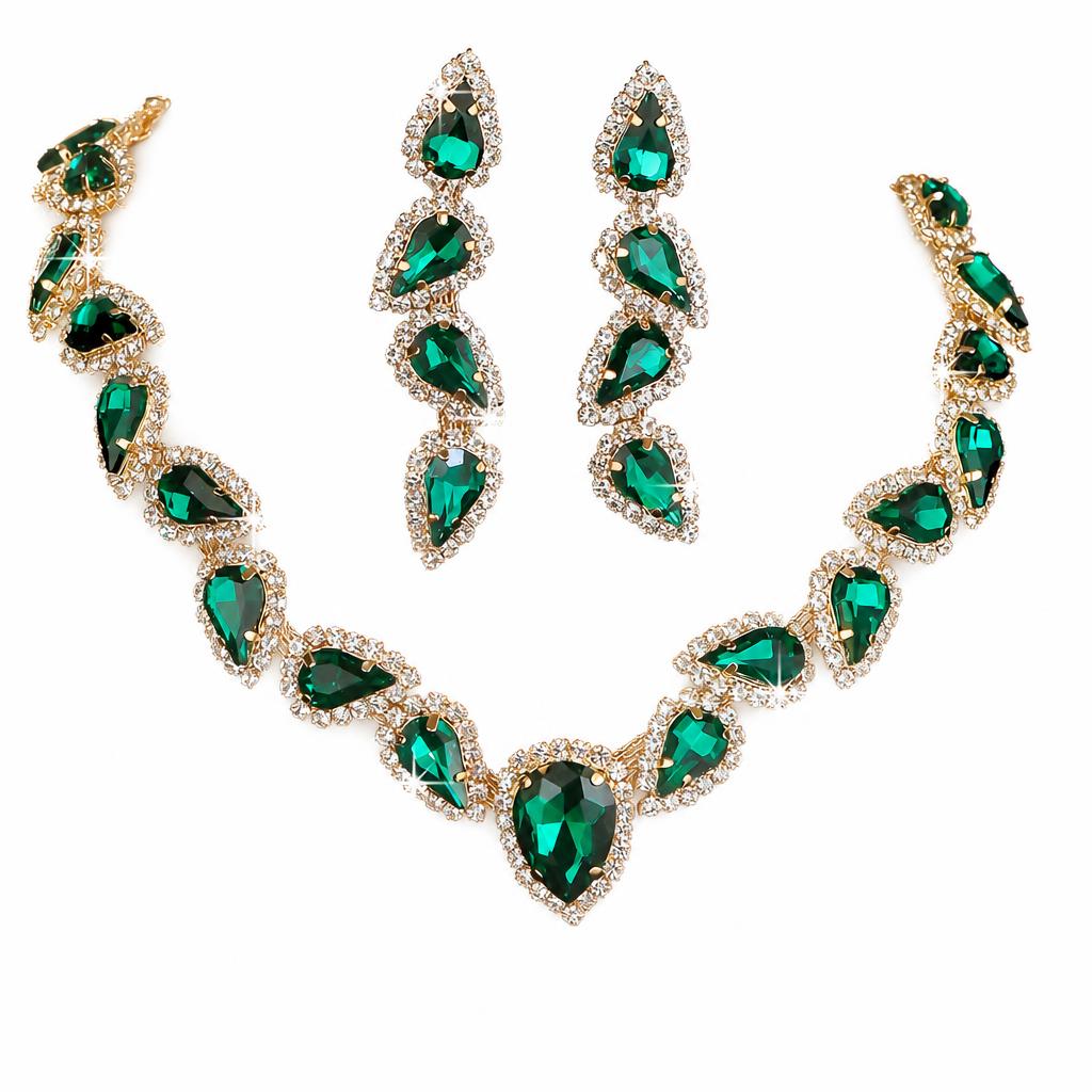 Jxjl21375-green crystal two-piece set