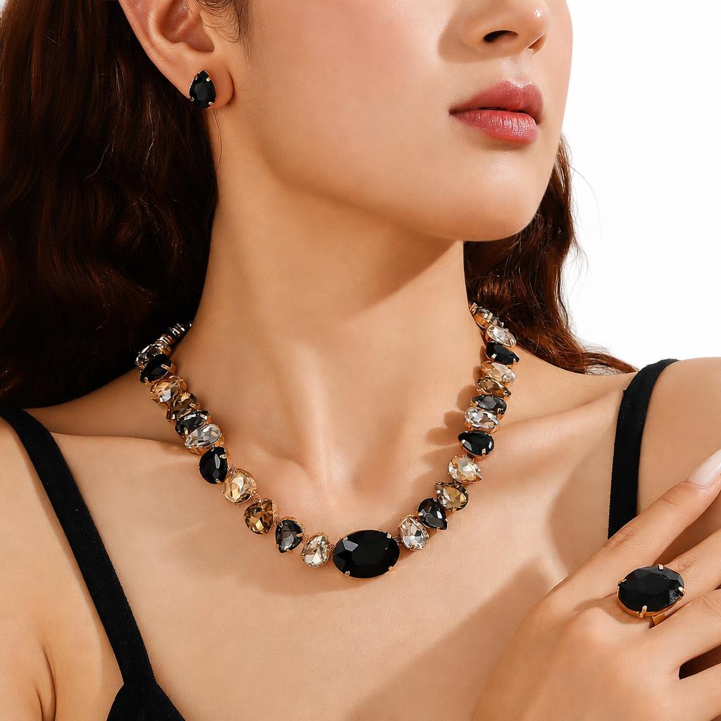 Jxjl21357-geometric black, white and gray crystal