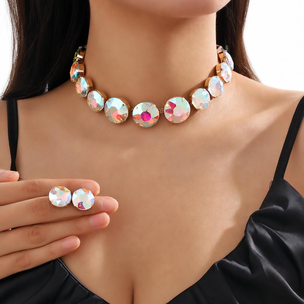 1:Jxjl21188-round crystal necklace-ab crystal