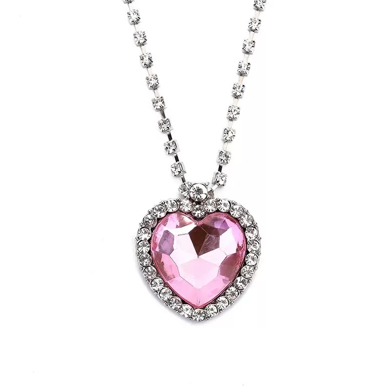 Large 3.5*4 pink necklace 002 heart