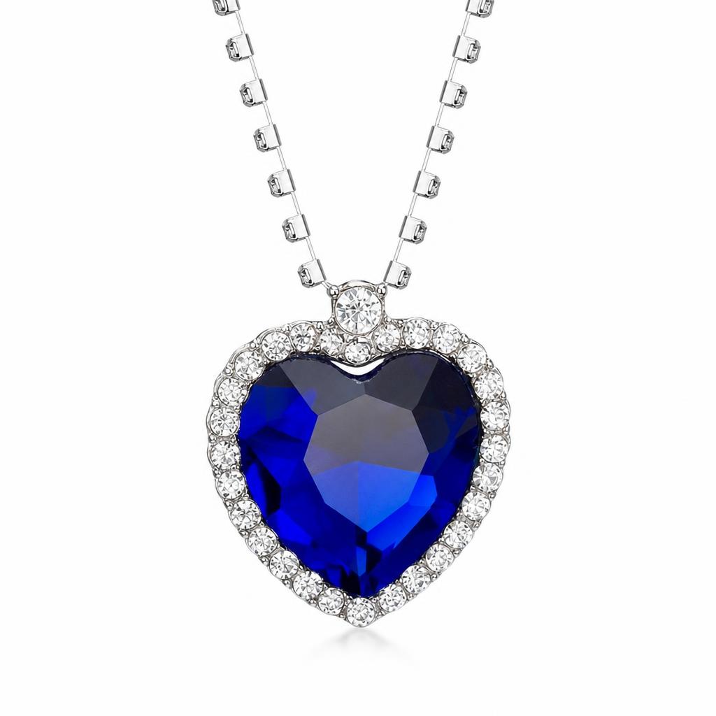 Large 3.5*4 sapphire blue necklace 002 heart