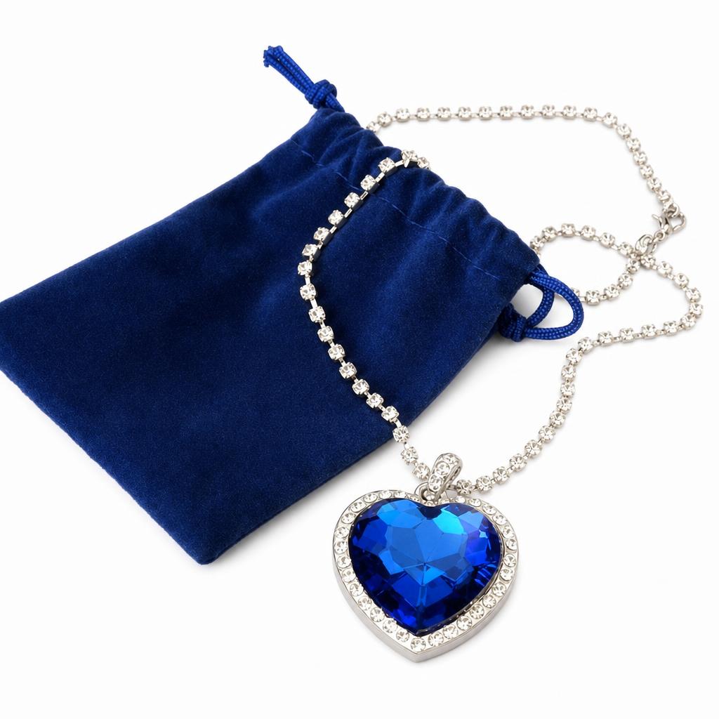 Large size 3.5*4   blue bag necklace 002 heart