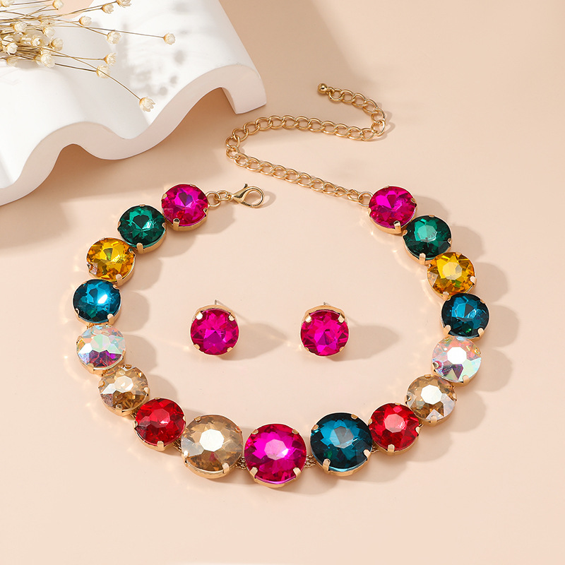 Jxjl21188-round crystal necklace-color