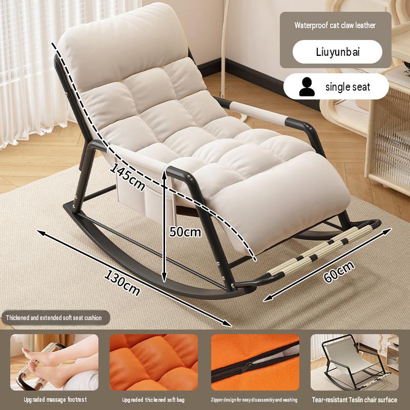 Folding massage footrest [single person cloud white and black frame] [waterproof and washable cat claw leather]