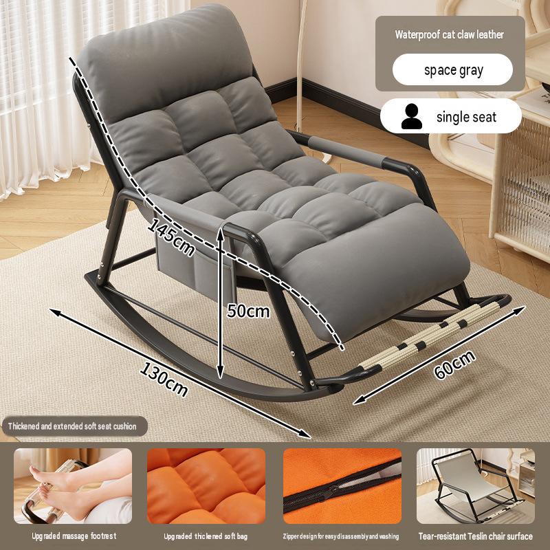 Folding massage footrest [single deep space gray and black frame] [waterproof and washable cat claw leather]