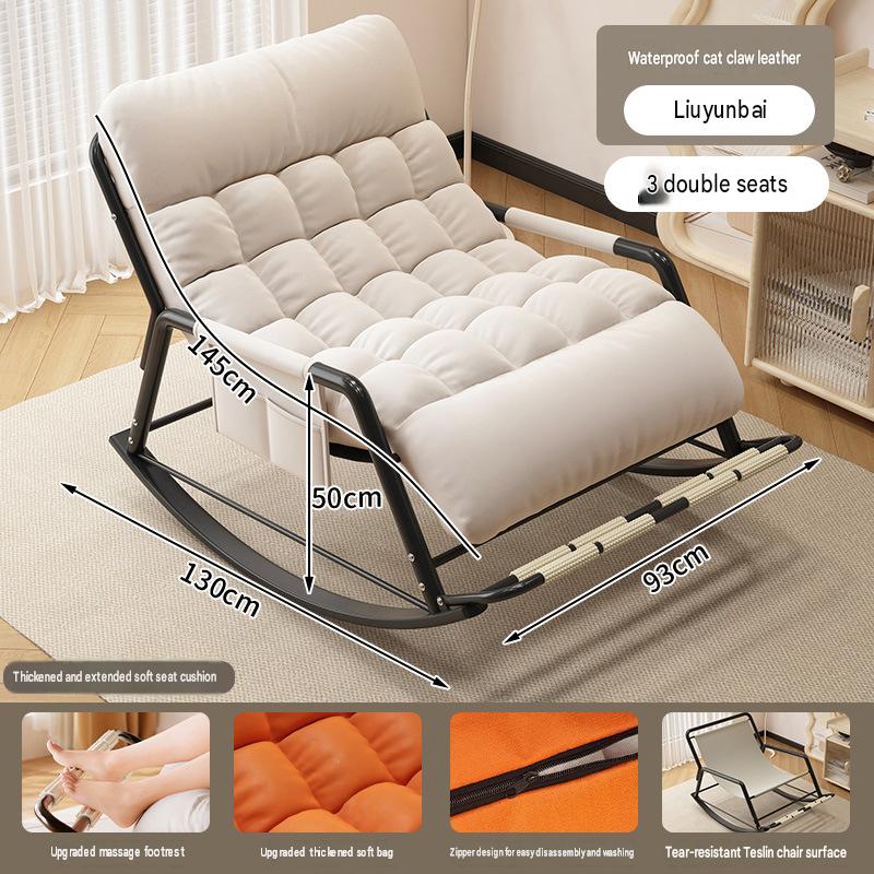 Folding massage footrest [double flow cloud white and black frame] [waterproof and no-wash cat claw leather]