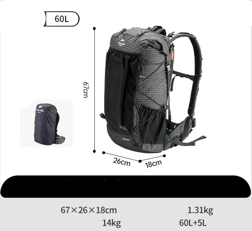 Upgraded -black-60L 5 with rain cover