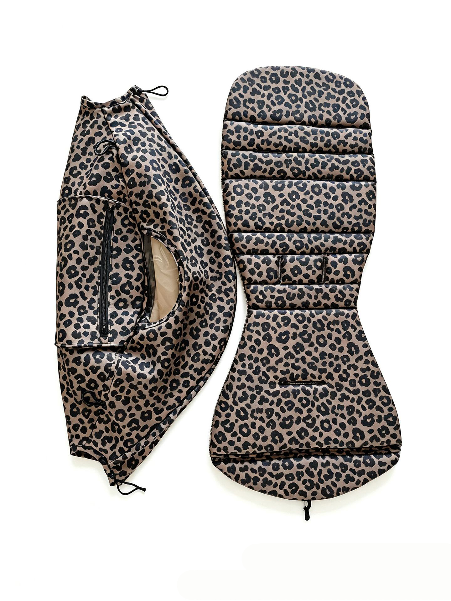 Semi-reclining canopy mat in leopard print