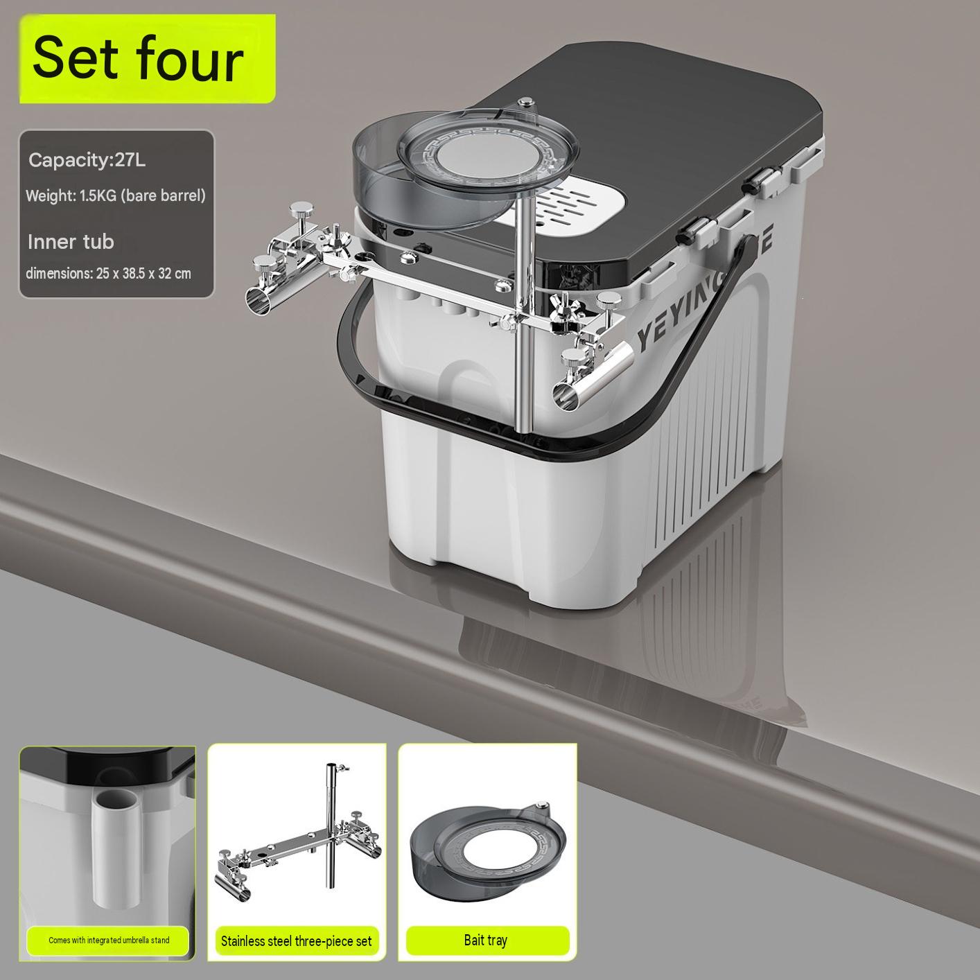 White - package four [naked bucket   integrated stainless steel three-piece set   small bait tray]