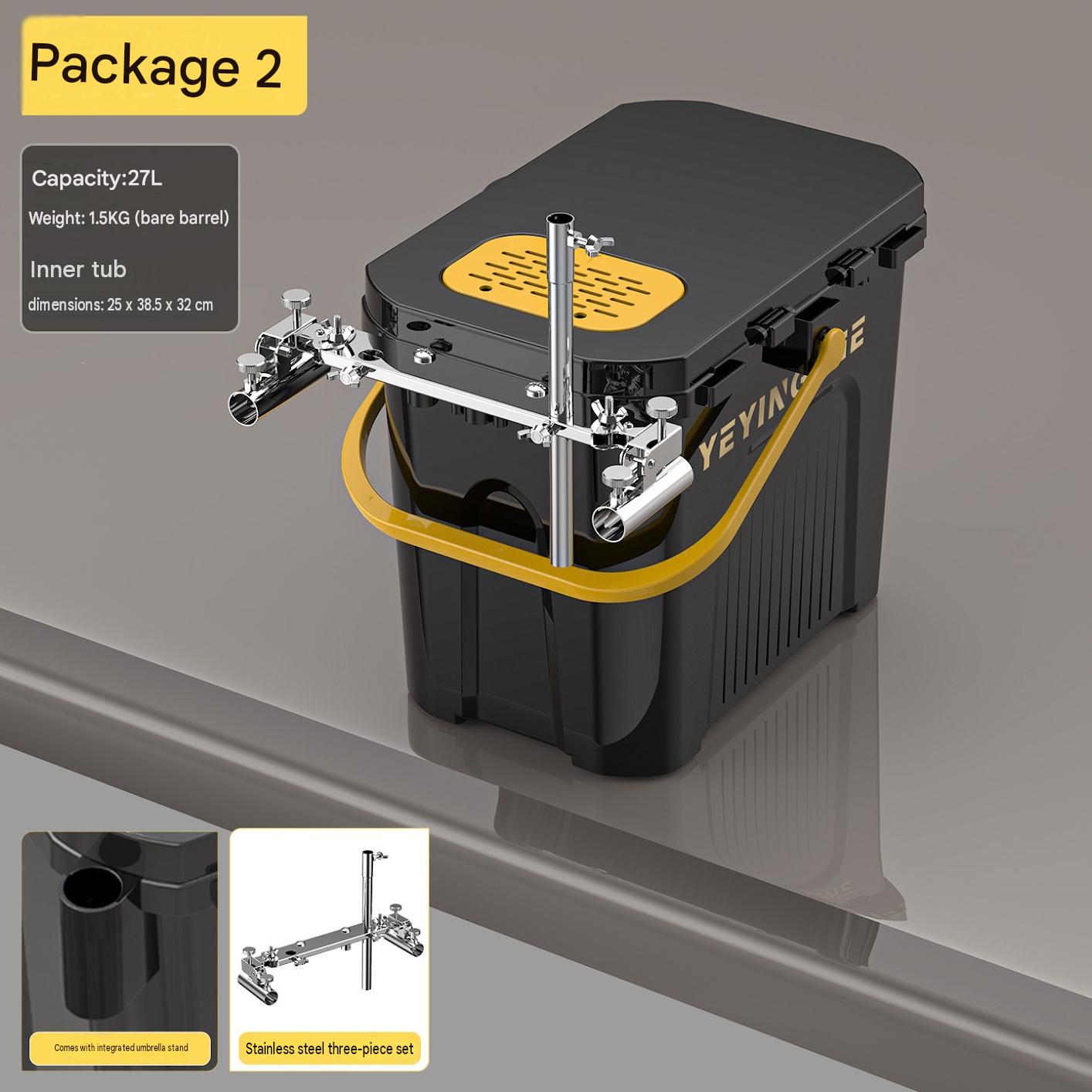 Black-package 2 [bare bucket   integrated stainless steel three-piece set]