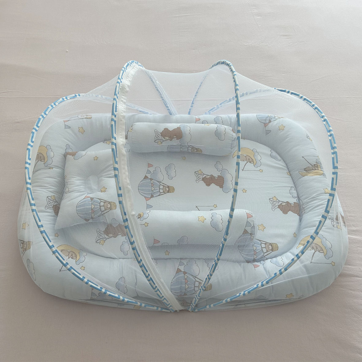 High quality pure cotton blue hot air balloon