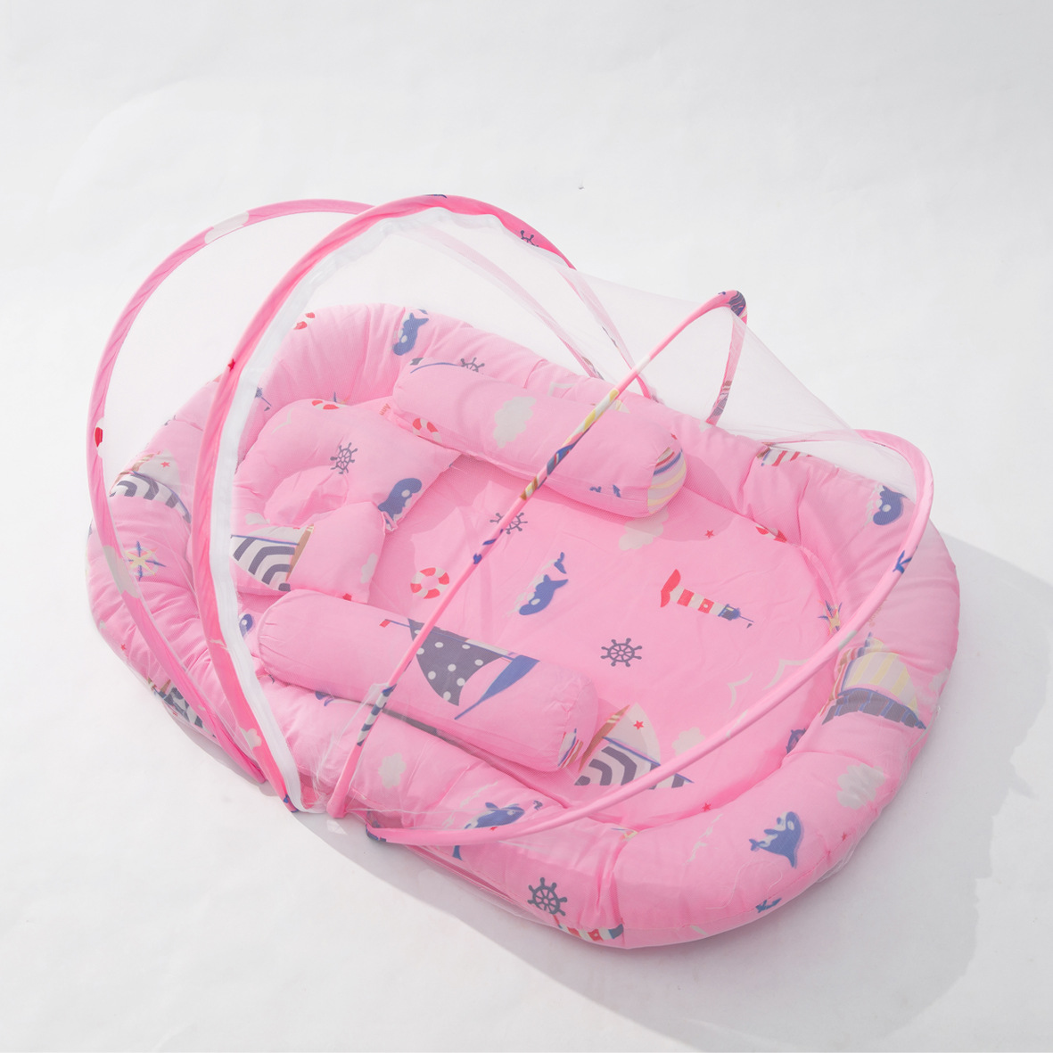 Polyester cotton pink sailboat