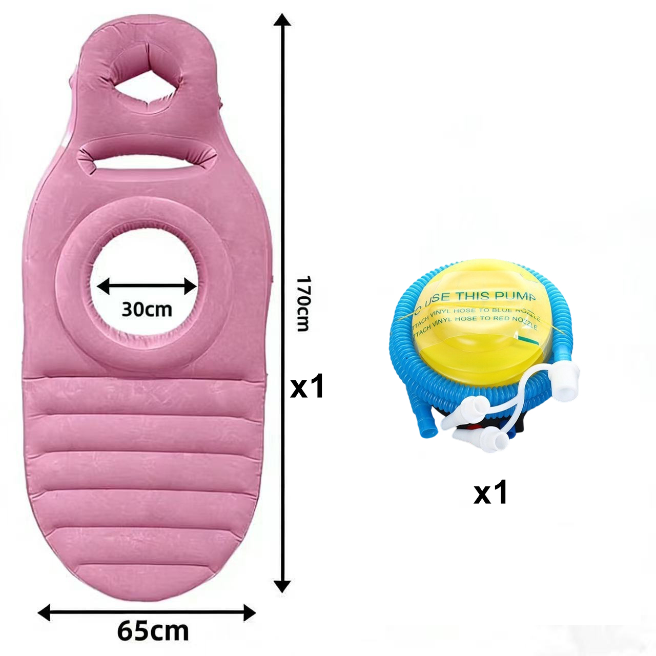 Pink mat and foot pump