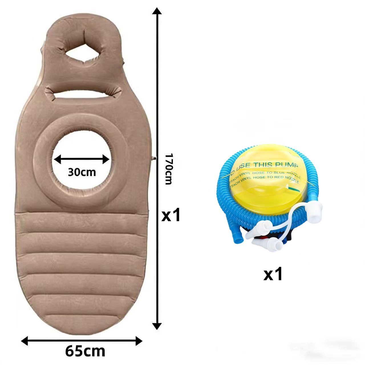 Khaki mat and foot pump