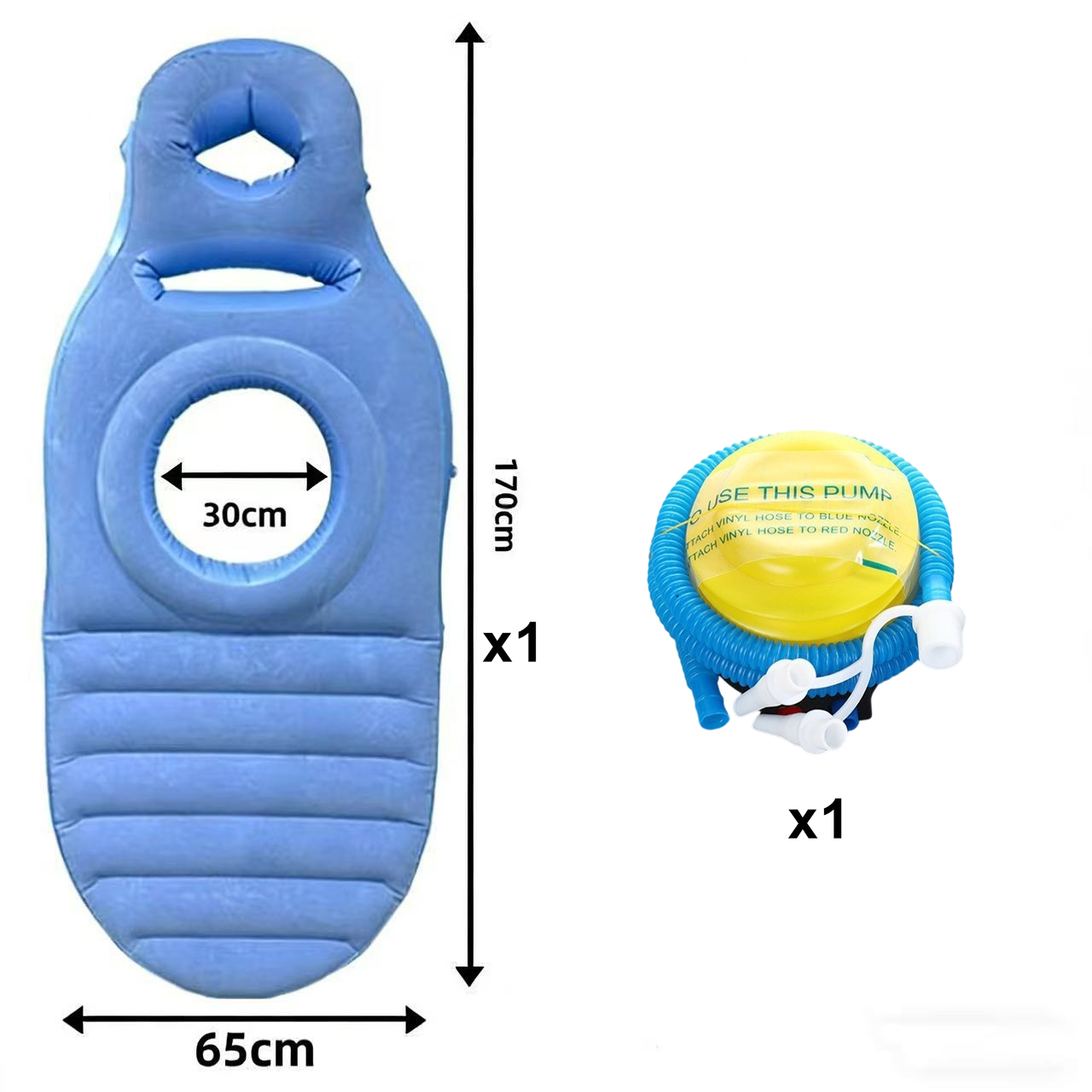 Blue mat and foot pump