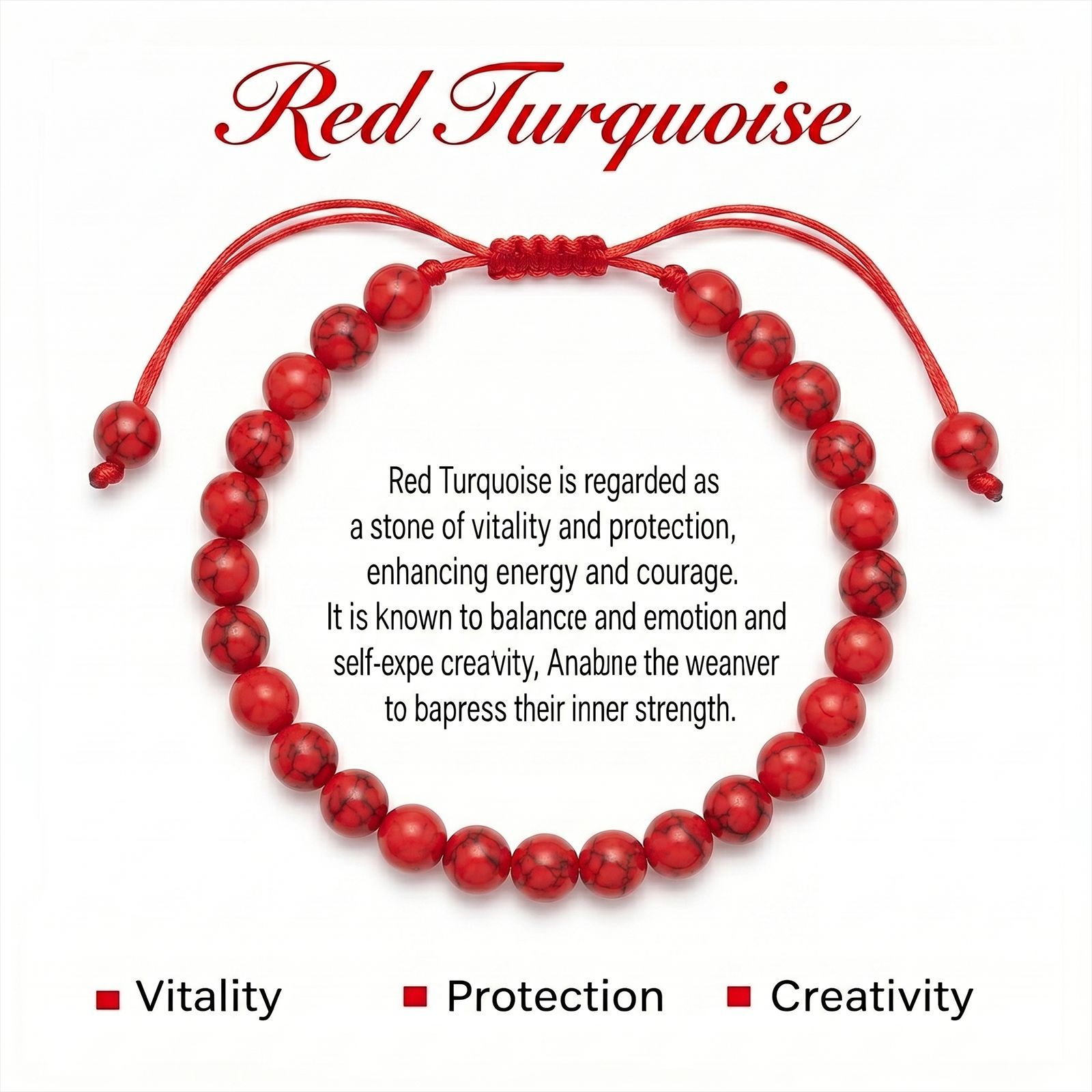 Red turquoise beaded bracelet