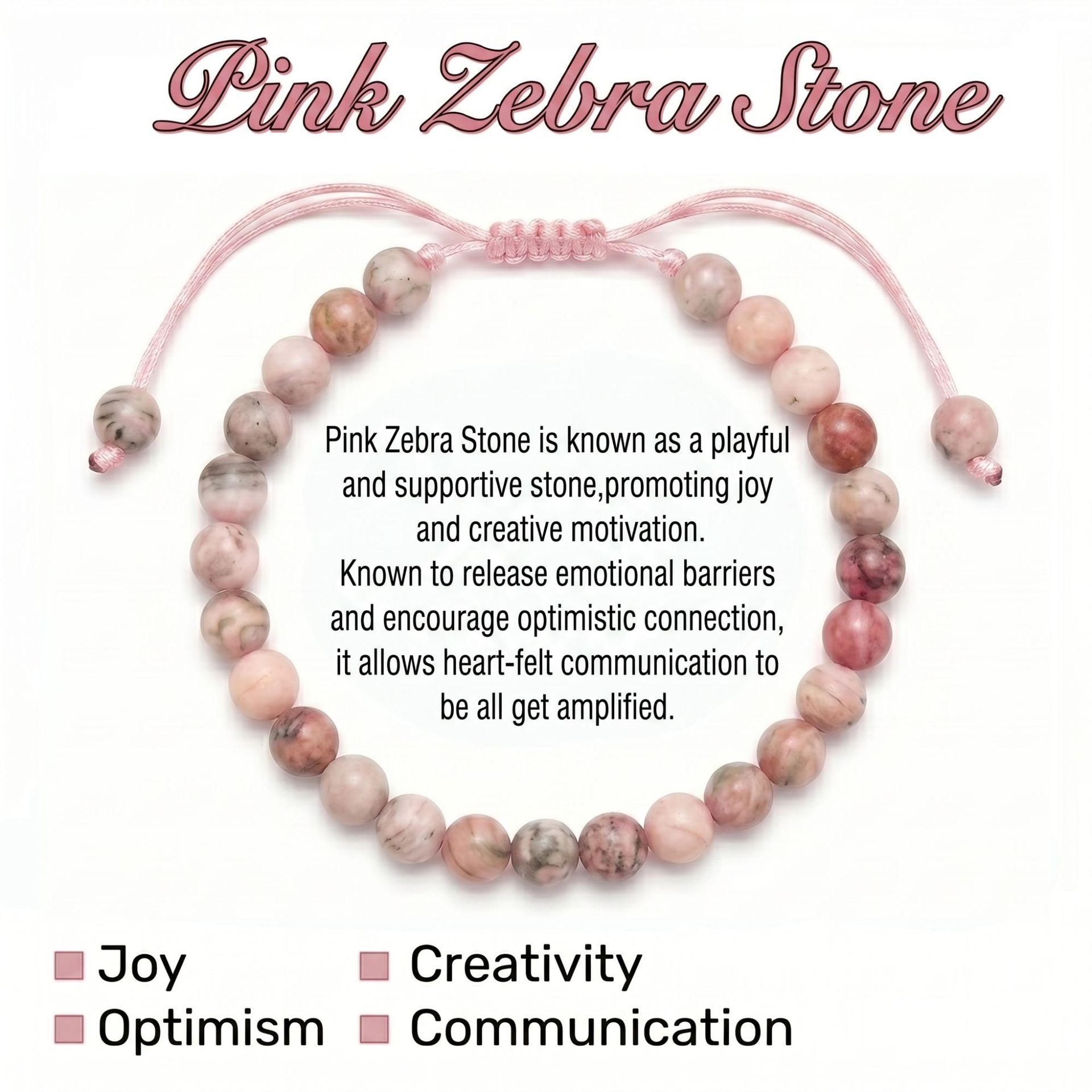 1:Pink zebra beaded bracelet