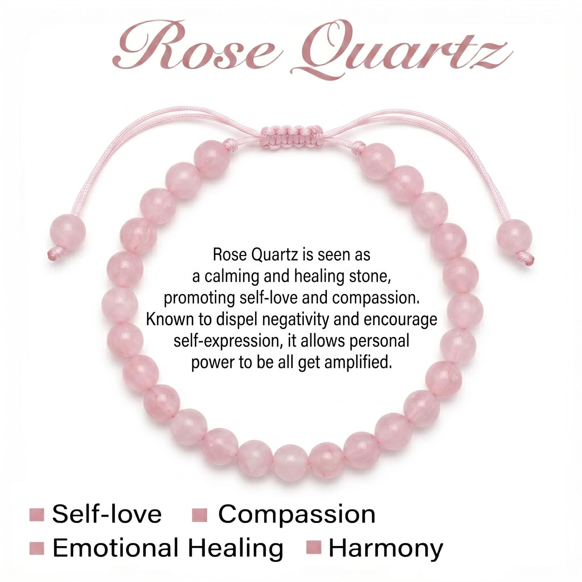 2:Rose quartz beaded bracelet