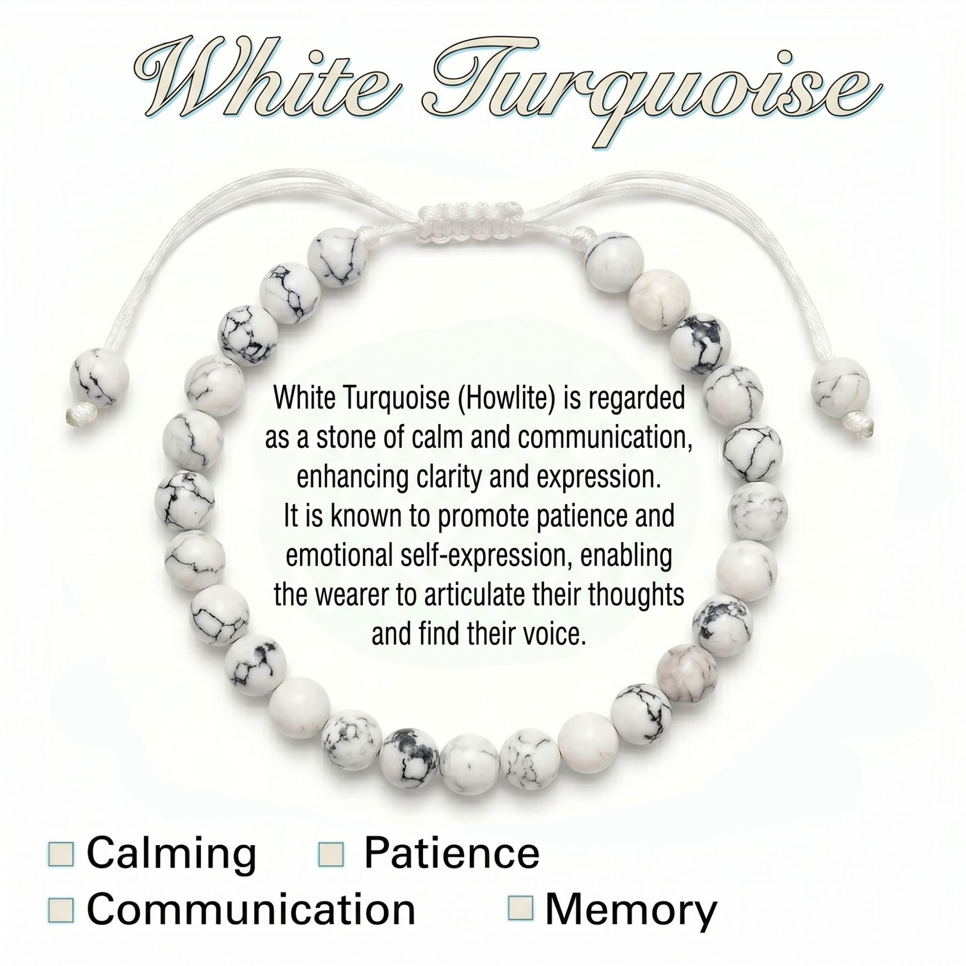 3:White turquoise beaded bracelet