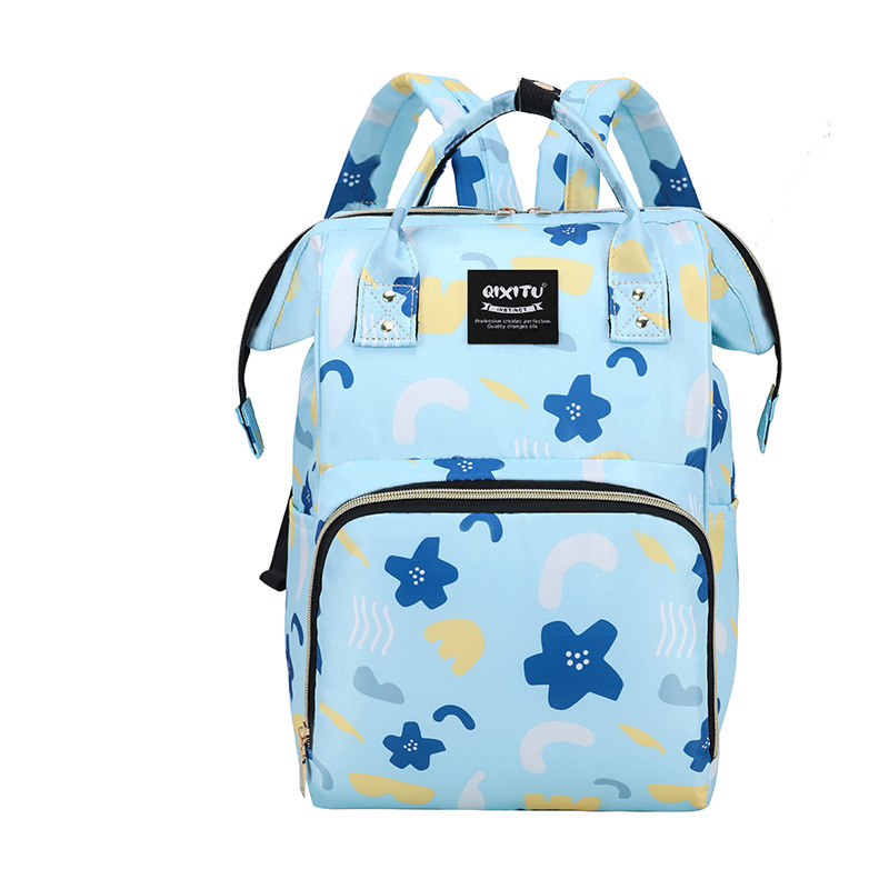 No back zipper side pocket zipper dream blue flower