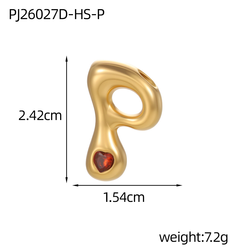 17:Red zirconium letter-p (inner hole diameter 3mm)