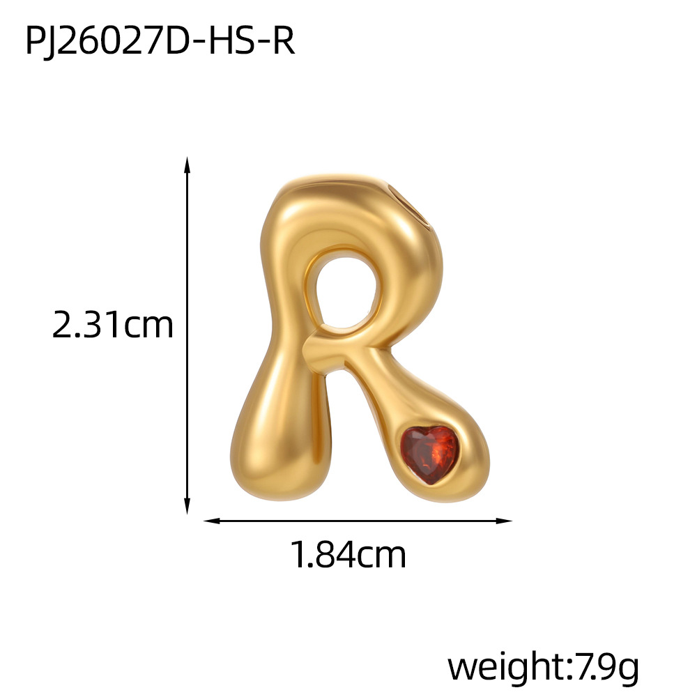19:Red zirconium letter-r (inner hole diameter 3mm)