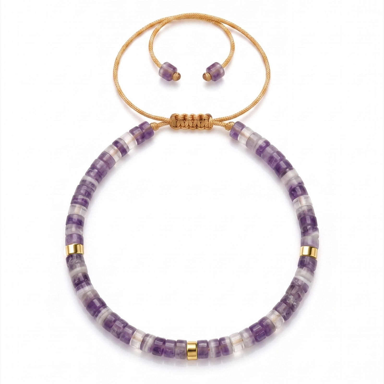 1:Natural stone amethyst beaded bracelet