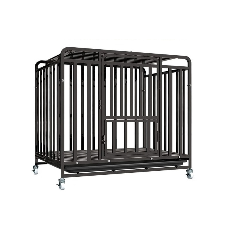 Upgraded six-sided full-tube dog cage black 78*54*72cm