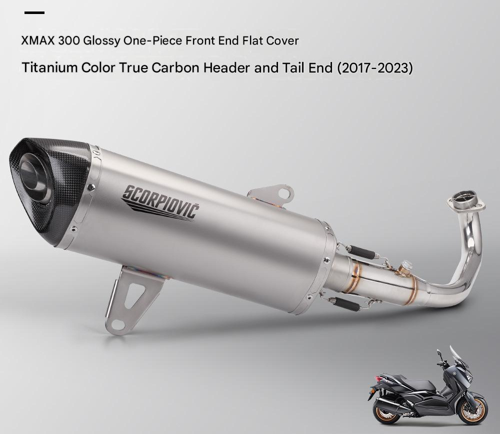 XMAX300 bright surface integrated front section flat cover titanium color real carbon head (2017-2023)