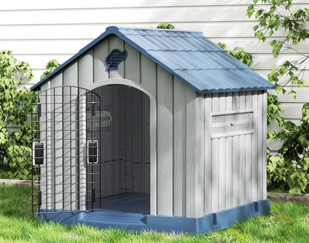 Outdoor dog house-grass blue [with door]