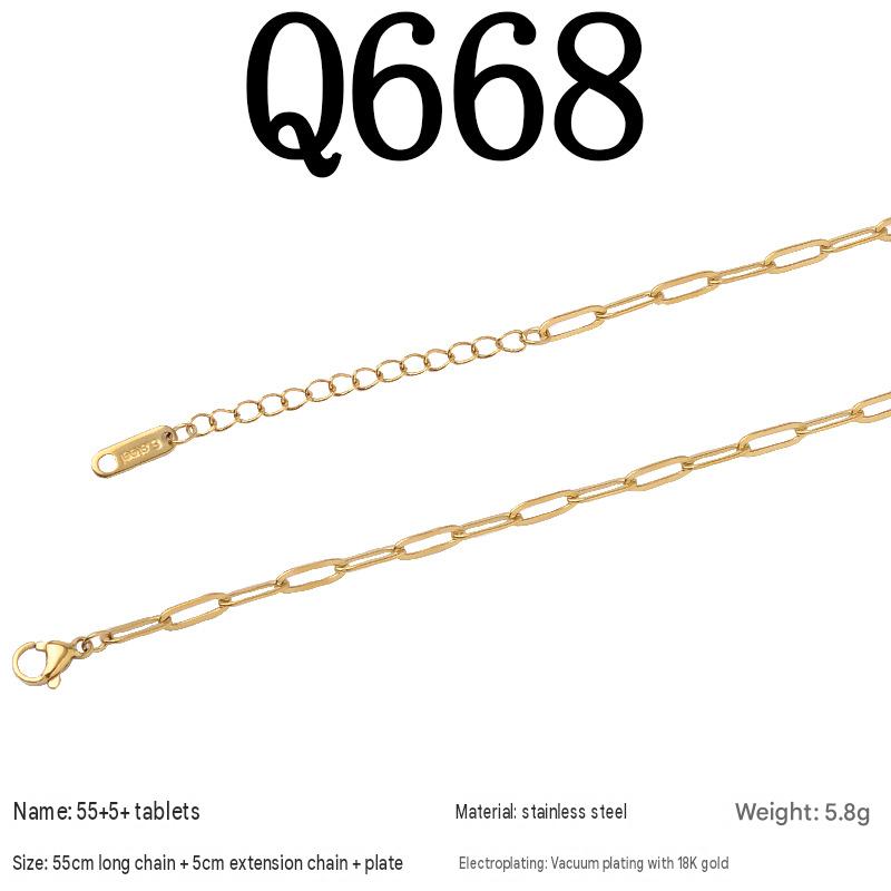 9:Q668/55 5piece necklace/empty plated with 18k real gold