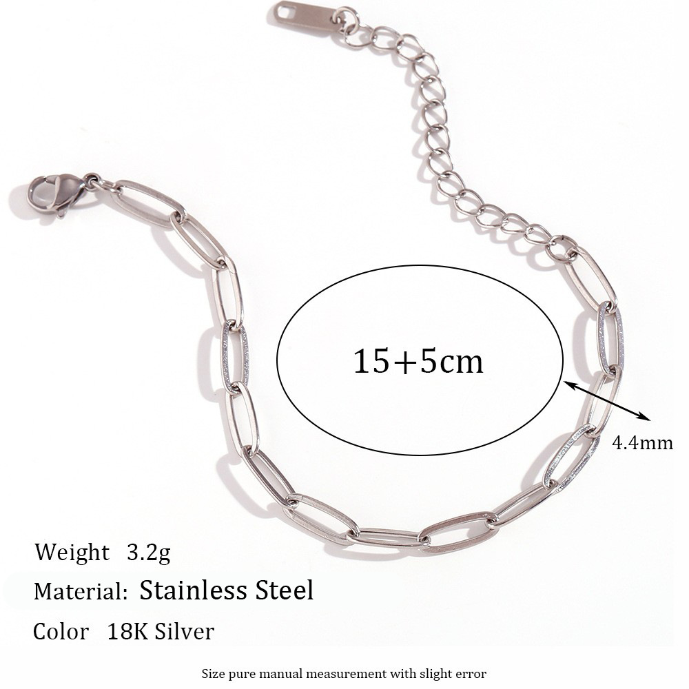 4.4mm paper clip chain-steel color bracelet -15cm