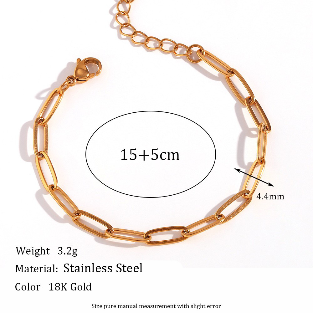 1:4.4mm paper clip chain-gold bracelet -15cm  5cm