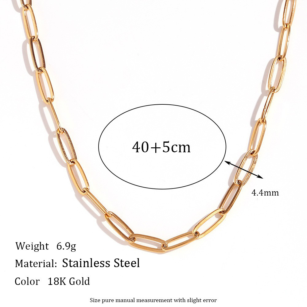 3:4.4mm paper clip chain-gold necklace -40cm  5cm