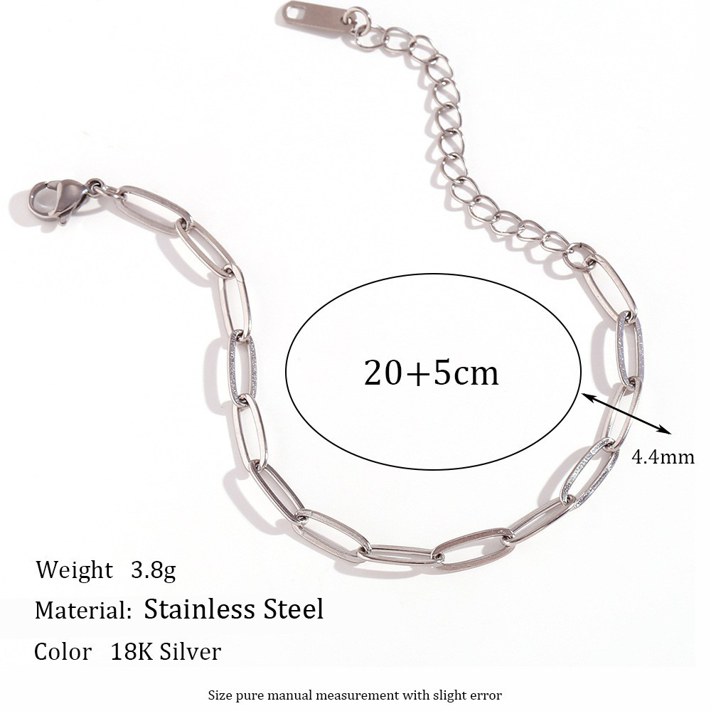 8:4.4mm paper clip chain-steel color anklet -20cm  5cm