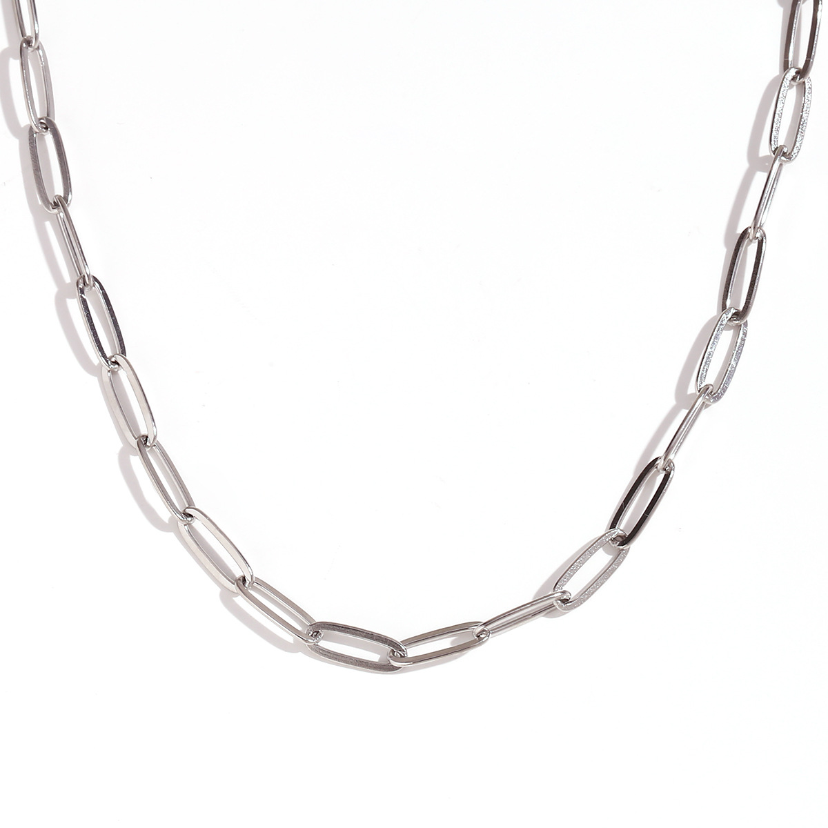 12:4.4mm paper clip chain-steel color waist chain -80cm  10cm