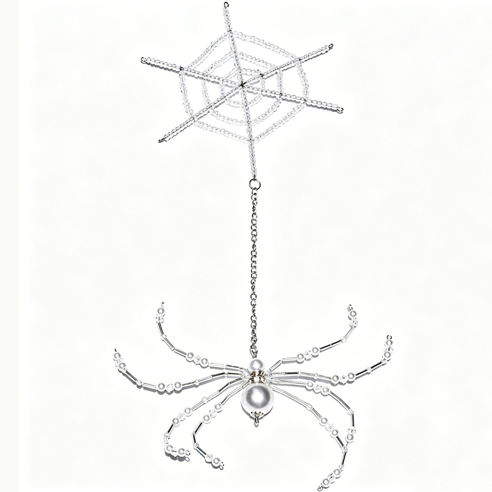 13:White spider web + large pearl white spider