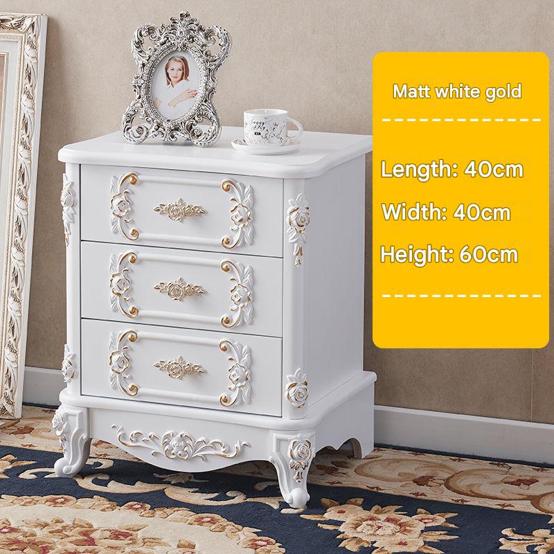 40 three draws matte white with gold