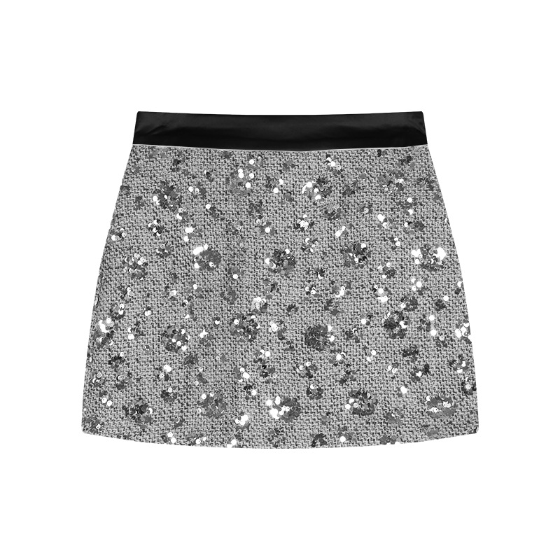 Gray sequin skirt
