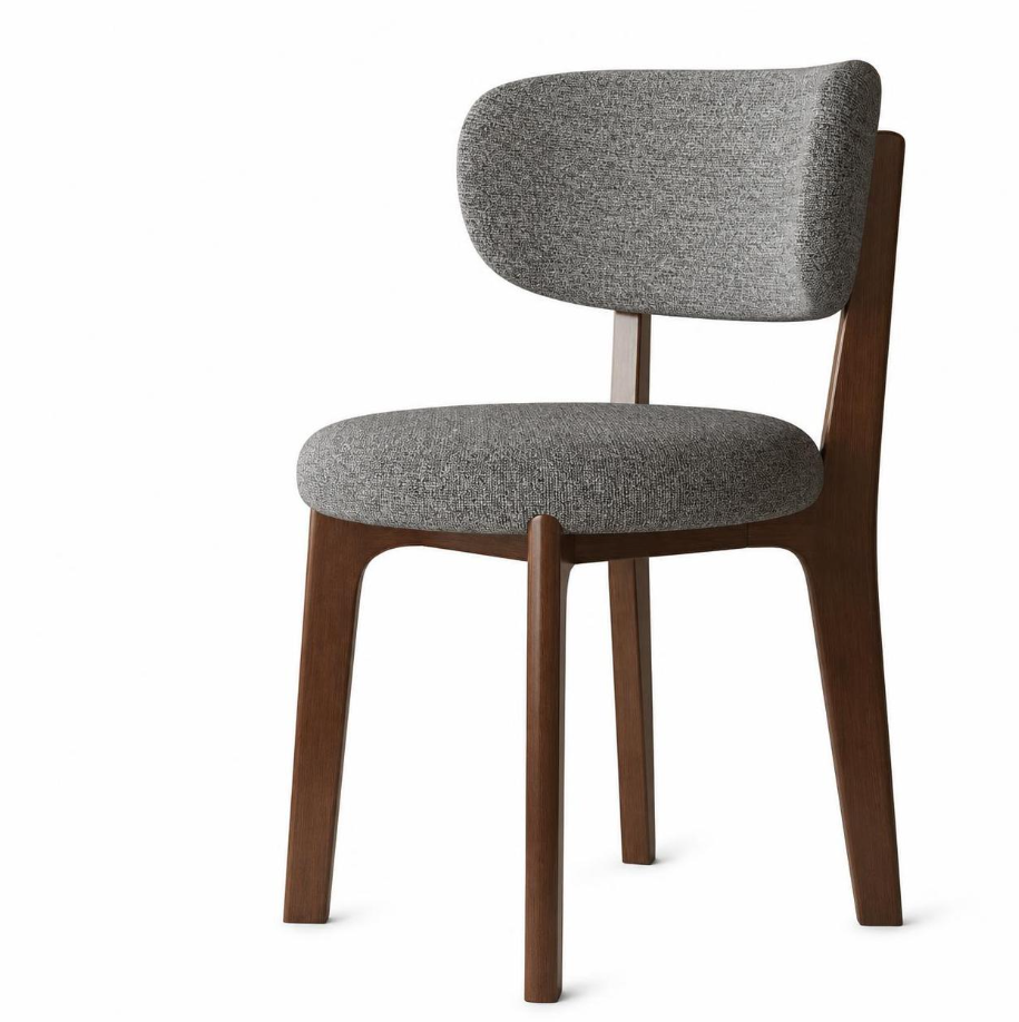 Walnut   dark gray linen