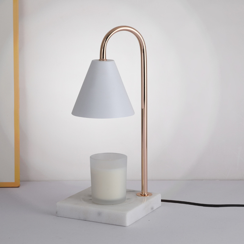 Marble base, white lampshade, timer dimmer switch, 2 bulbs