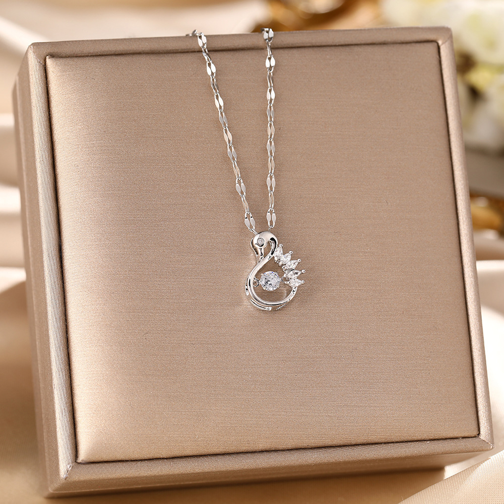 6:Xl1783-128#Silver smart swan necklace