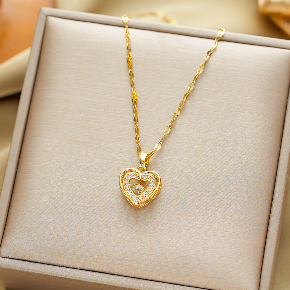 8:X5223#golden smart heart-to-heart necklace