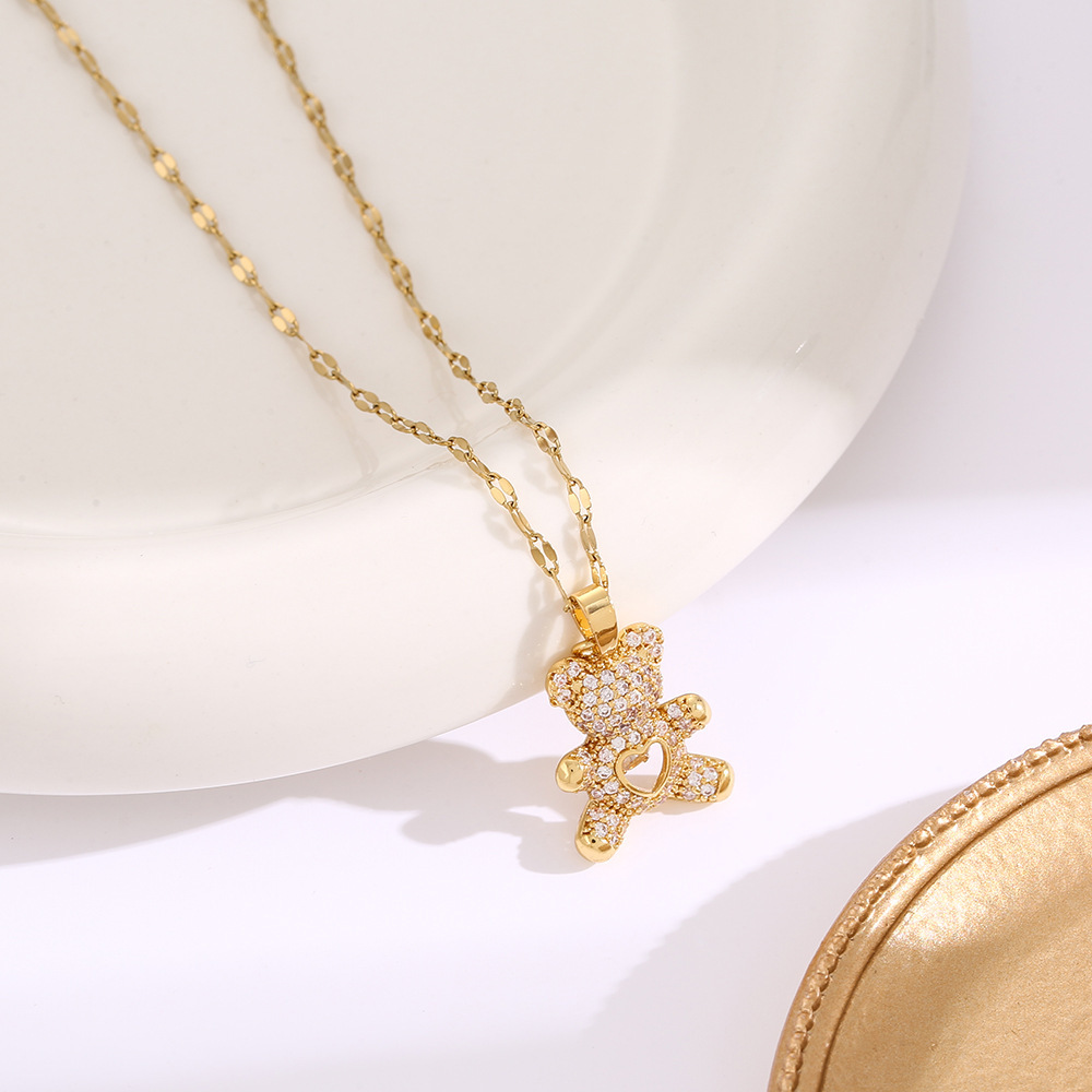 24:Xl1783-34 golden bear necklace