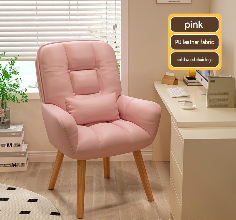 Pink-microfiber PU leather [solid wood fixed]-send pillow