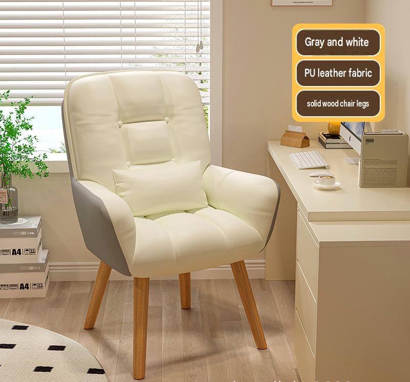 Grey white-microfiber PU leather [solid wood fixed]-send pillow